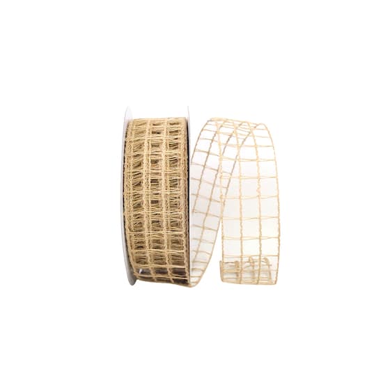 JAM Paper 2.5" x 50yd. Natural Wired Jute Net Ribbon